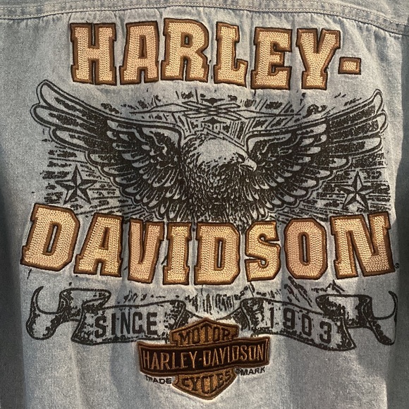 Harley Davidson long sleeve button up denim - Picture 8 of 8